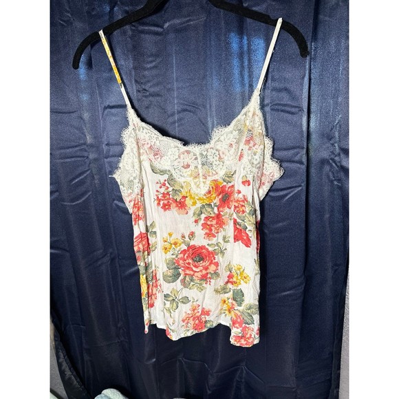 Abercrombie Fitch Floral Lace Rose Floral Lace Cami Tank Top Adjustable Straps - Picture 1 of 5